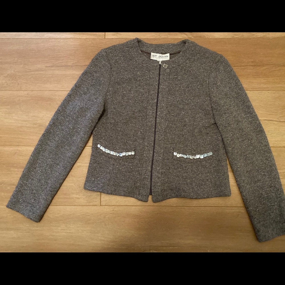 St. John collection 8 full zip-up blazer sweater